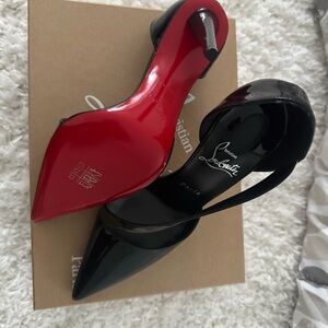 Astr Black and Red Patent Leather Heels